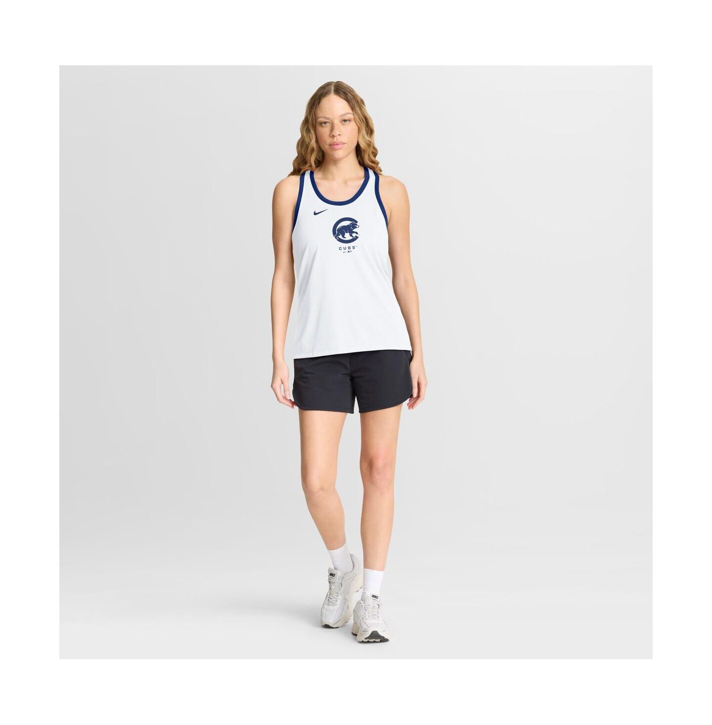 Женский топ Nike White Chicago Cubs Tri-Blend Dri-FIT Racerback — фото 3