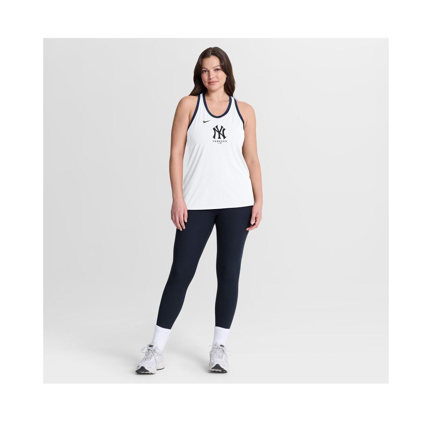 Women's White New York Yankees Tri-Blend Dri-FIT Racerback Tank Top
