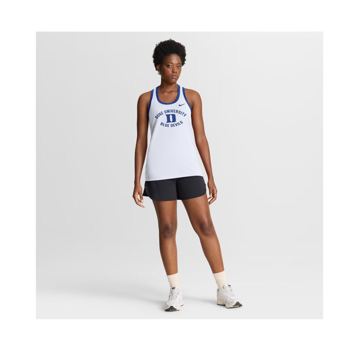 Women's White Duke Blue Devils Uni Name Tri-Blend Dri-FIT Tank Top