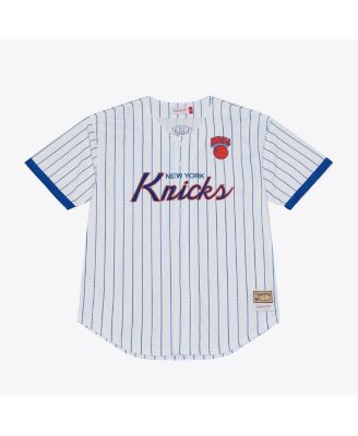 Men's White New York Knicks Head Coach Pinstripe Mesh Full-Button Baseball Jersey
