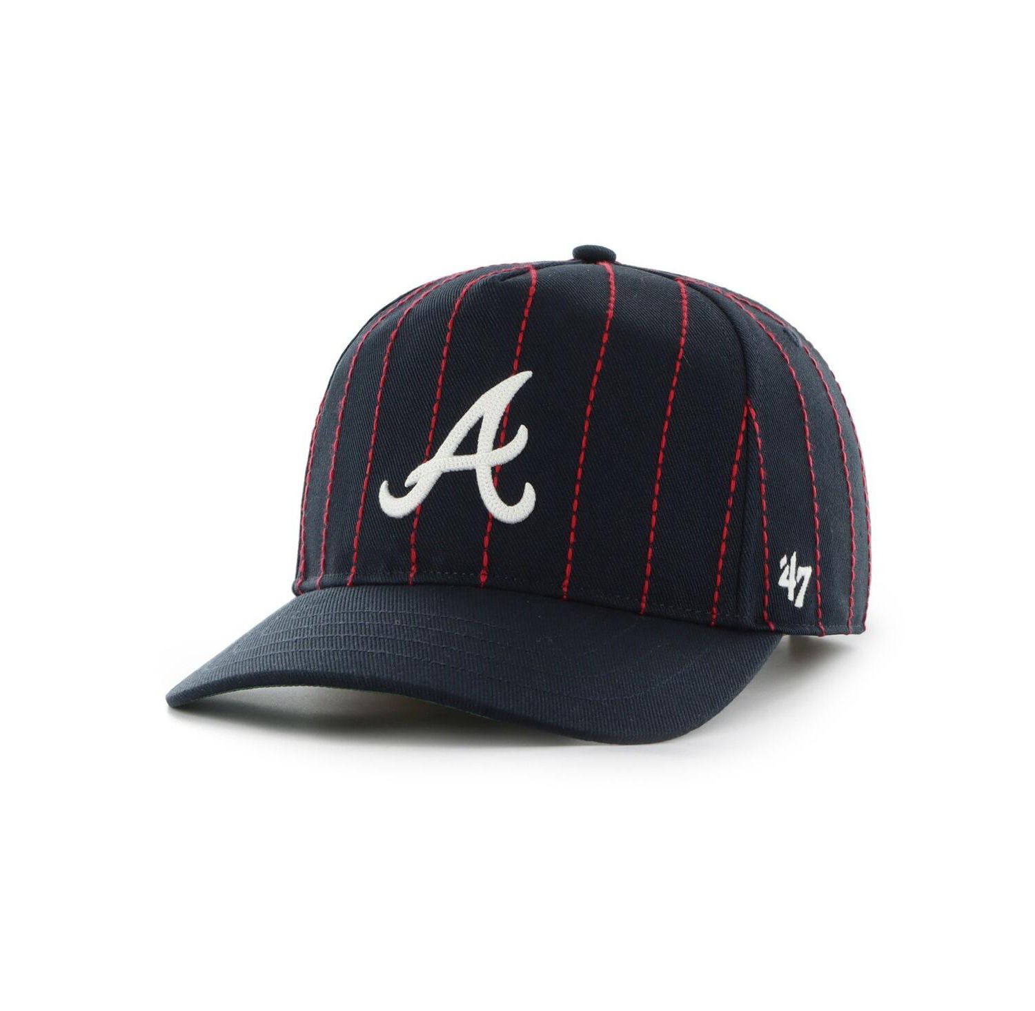 x Rawlings Men's Navy Atlanta Braves Pinstripe Hitch Adjustable Hat
