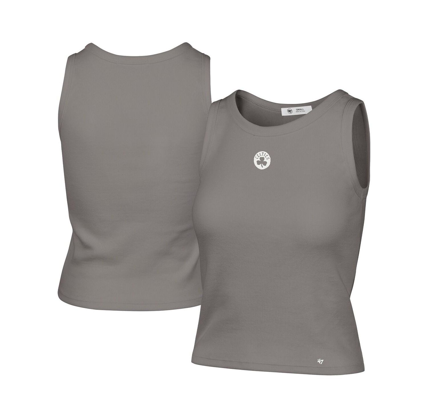 Women's Gray Boston Celtics Cropped Skyhook Baby Rib Tank Top