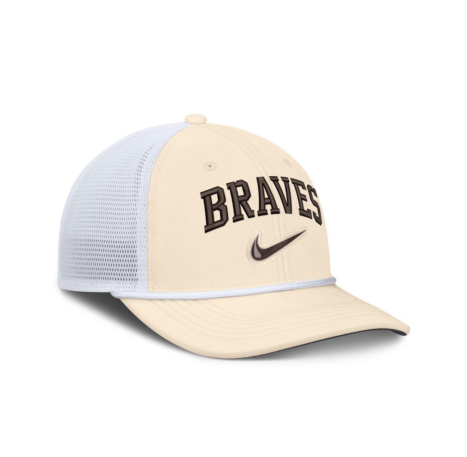 Men's Natural/White Atlanta Braves Rise Dri-FIT Trucker Adjustable Hat