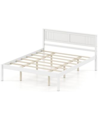 Sturdy Wooden Bed Frame with Headboard and Slat Support