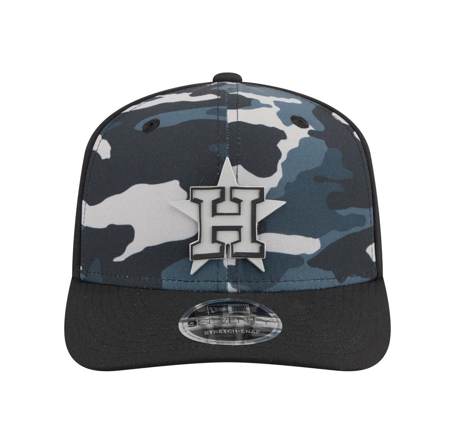 Men's Black Houston Astros Tonal Camo 9SEVENTY Stretch-Snap Hat
