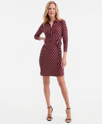 Women's Printed Faux-Wrap Tie-Waist Dress