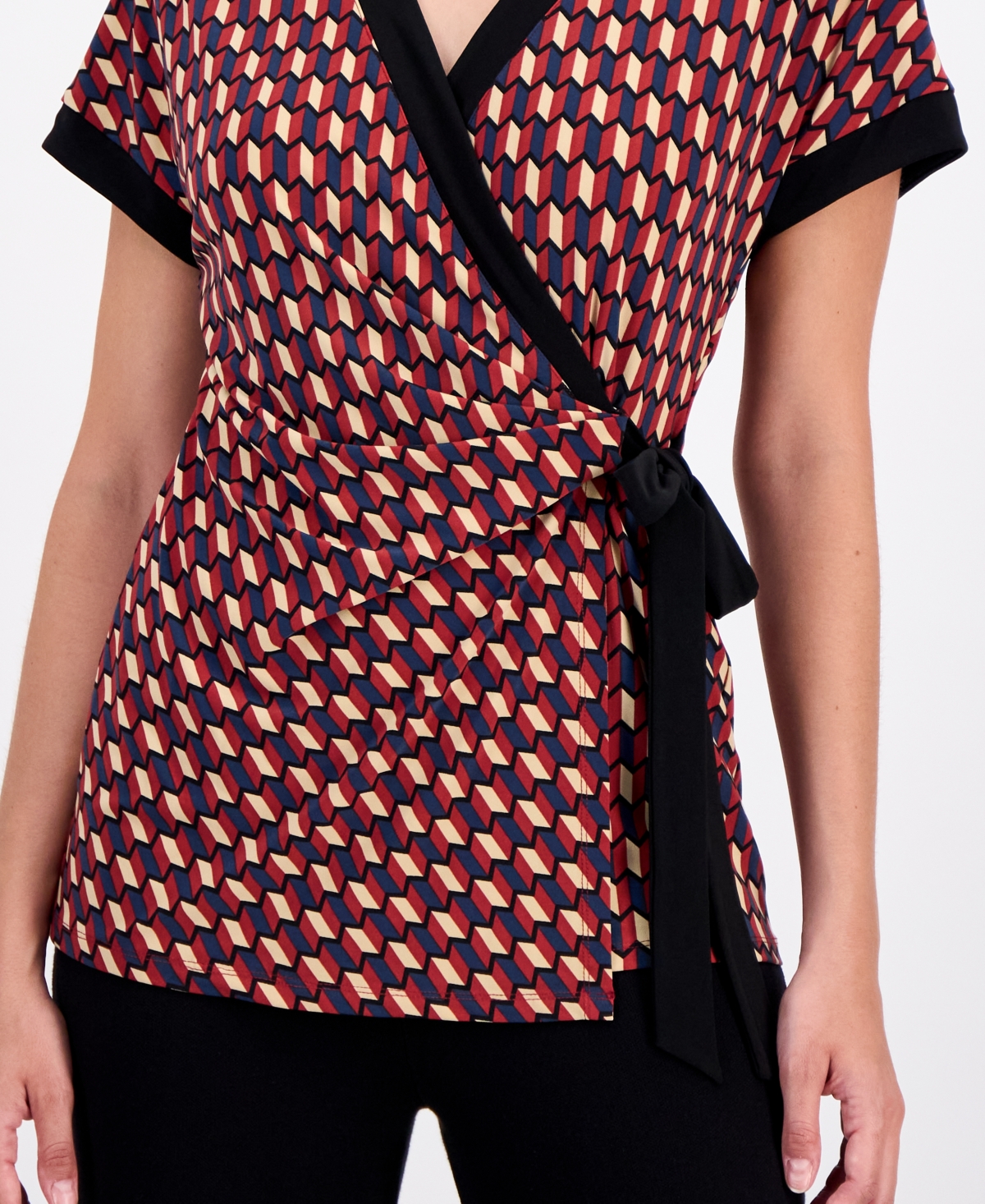 Anne Klein Women's Collared Wrap Top
