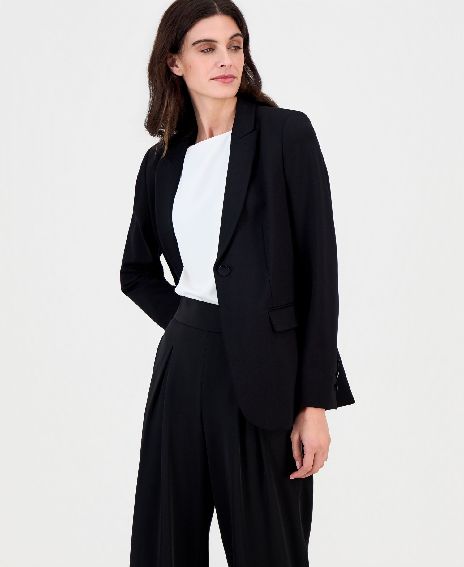Petite Triple-Pocket One-Button Jacket