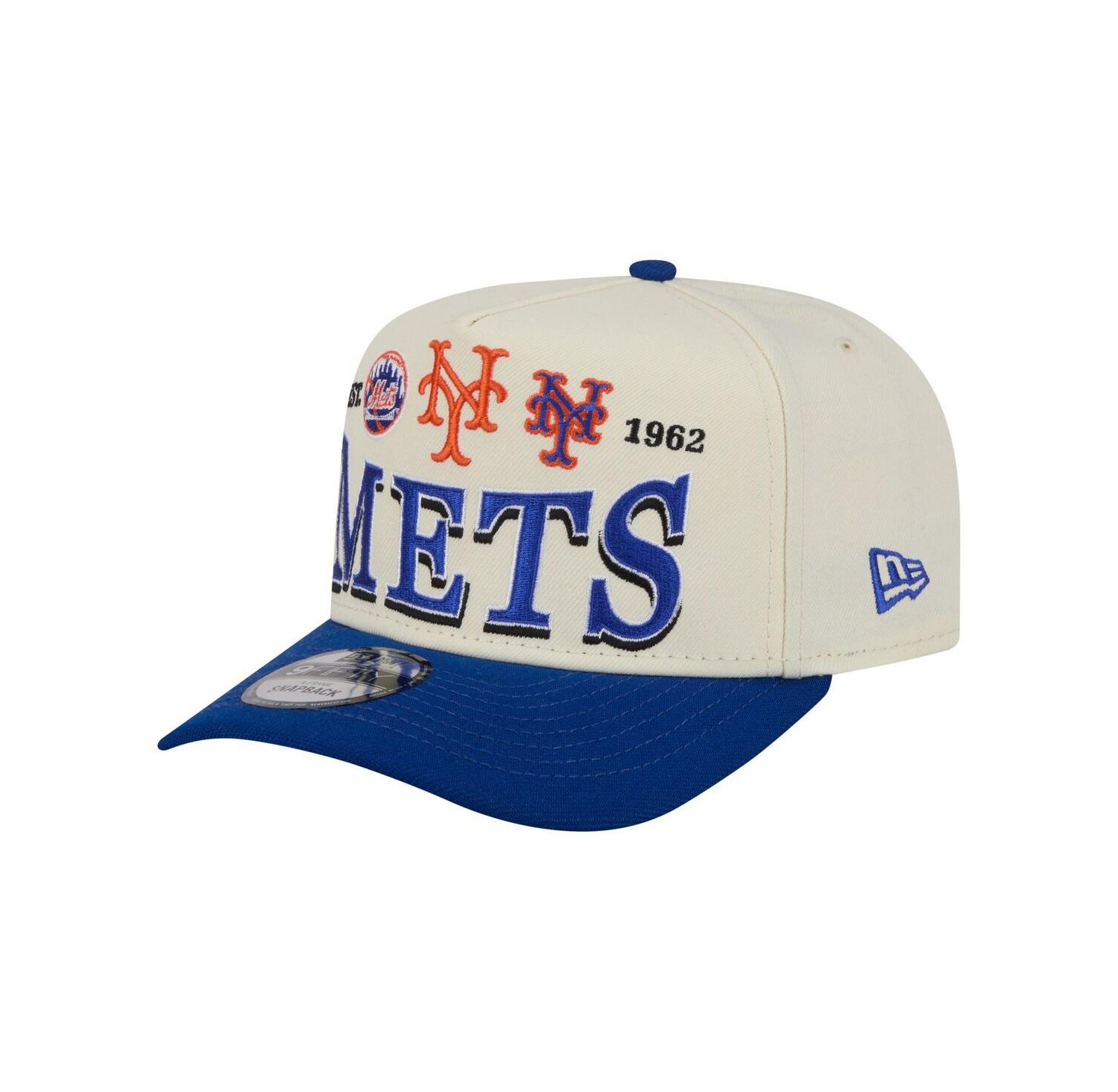Men's Cream New York Mets Throwback Tri-Hit A-Frame 9FIFTY Adjustable Hat