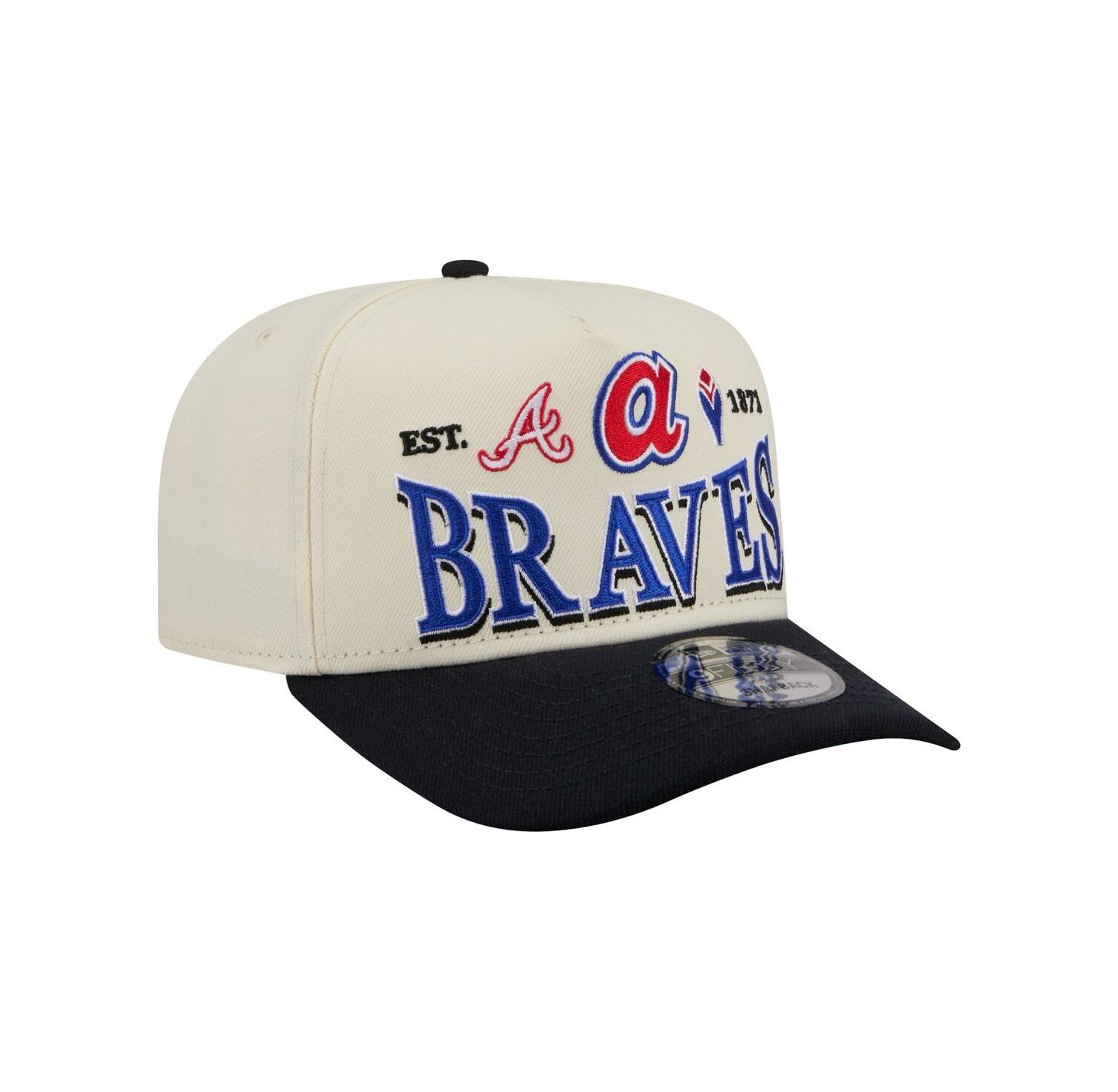Men's Cream Atlanta Braves Throwback Tri-Hit A-Frame 9FIFTY Adjustable Hat