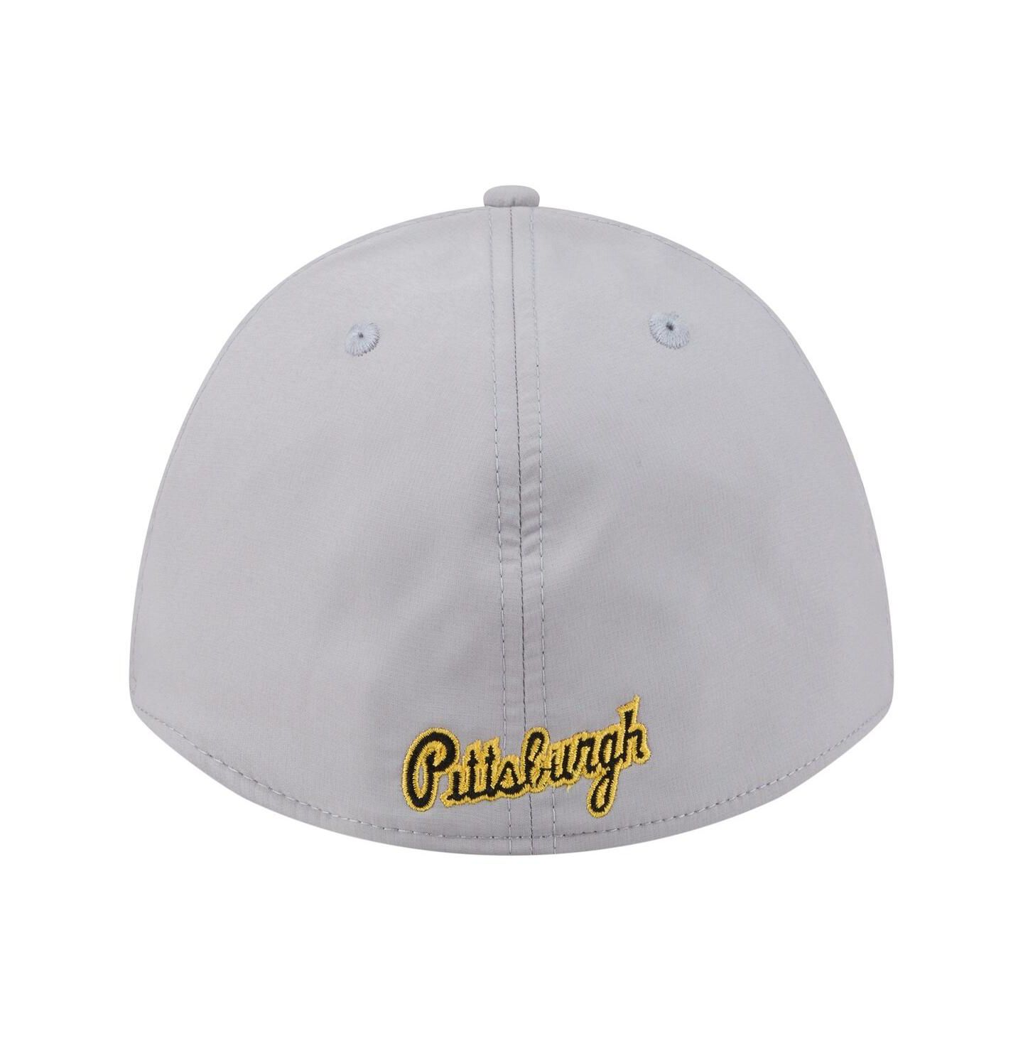 Мужская кепка New Era Gray Pittsburgh Pirates Patch 39THIRTY A-Frame M-Crown Perforated Flex Hat — фото 4
