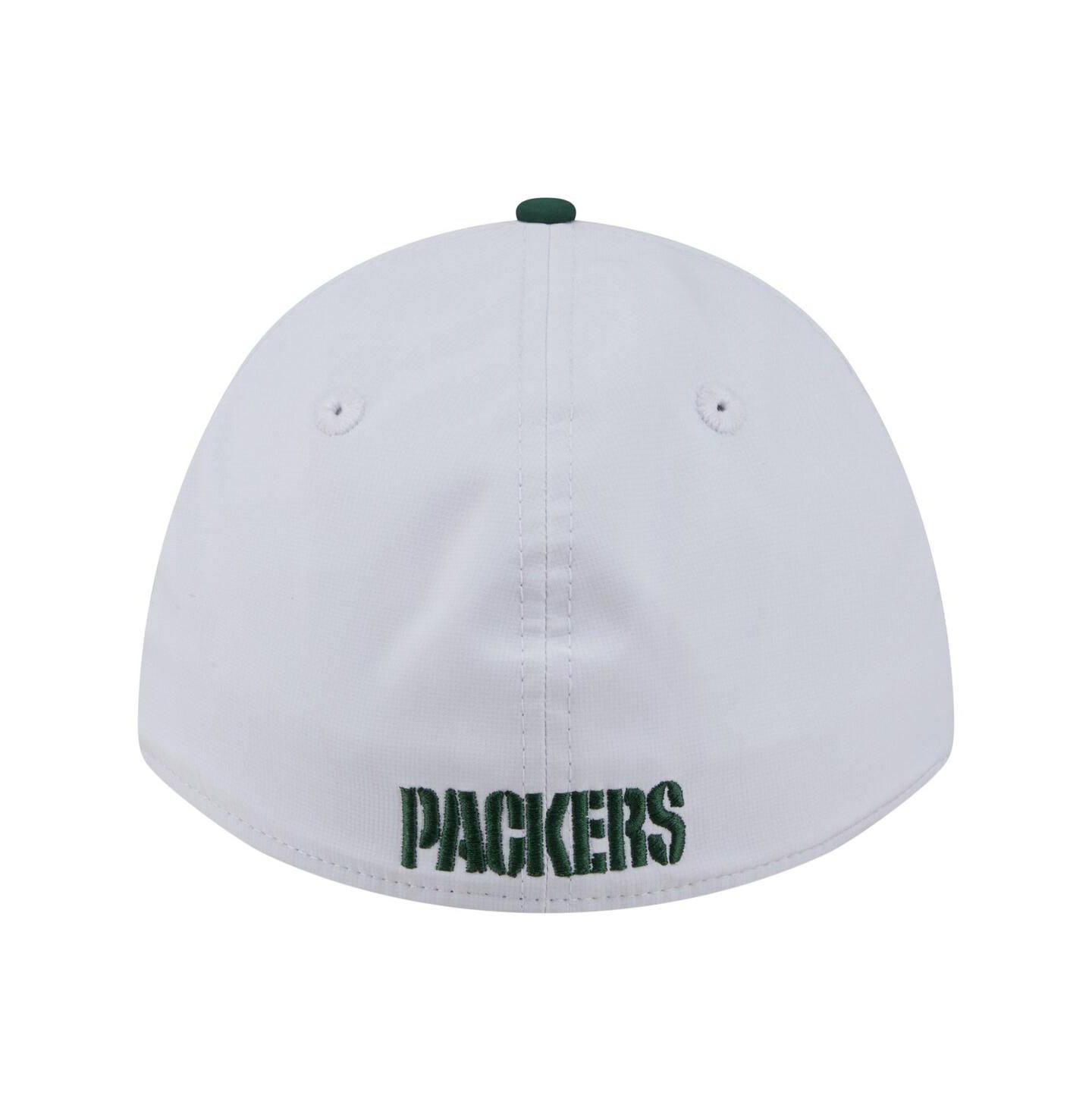 Мужская кепка New Era White/Green Bay Packers Patch 39THIRTY A-Frame M-Crown Perforated Flex Hat — фото 4