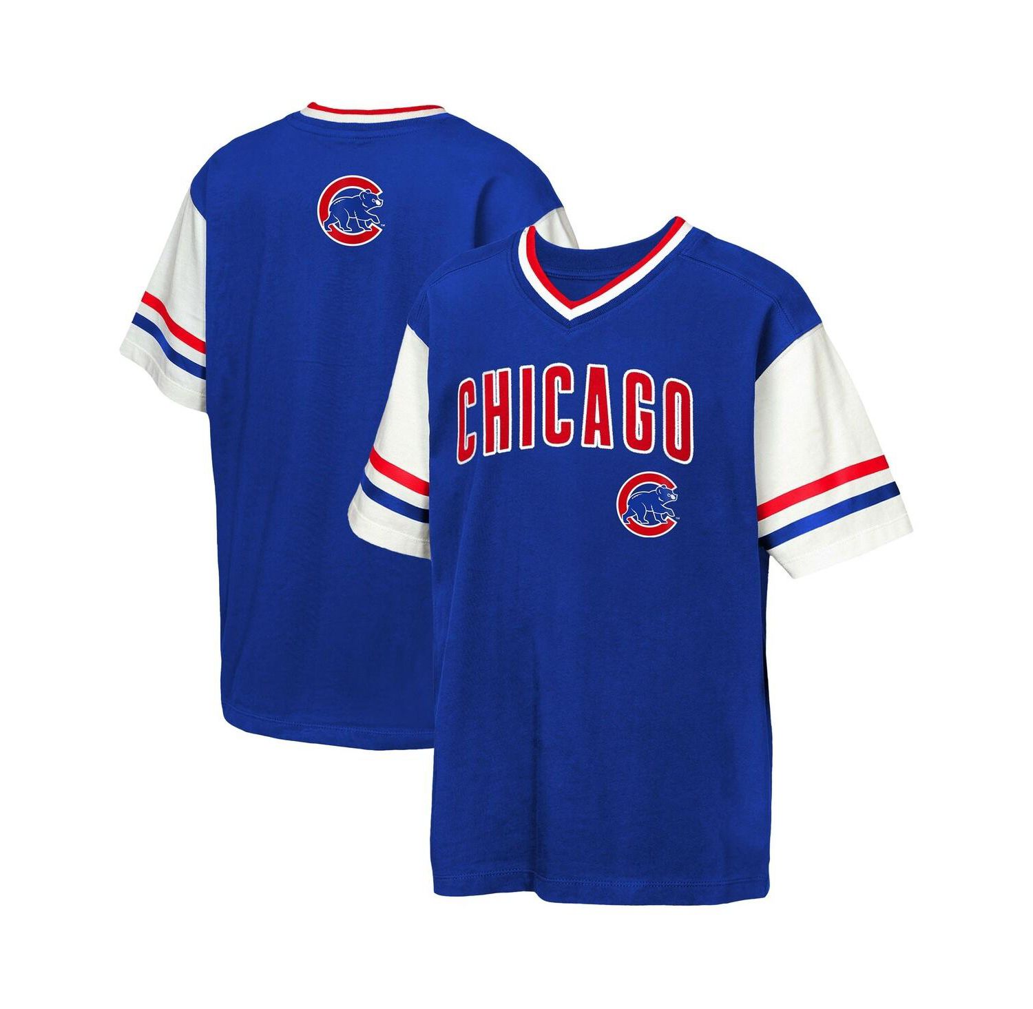 Big Boys and Girls Royal Chicago Cubs Big League Base Runner Ringer T-Shirt
