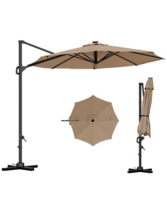 10FT Cantilever Umbrella, 360degree(s) Rotation & Tilt, Waterproof Windproof 600D Fabric, Rustproof Aluminum Frame & Base, for Garden, Patio & Poolside
