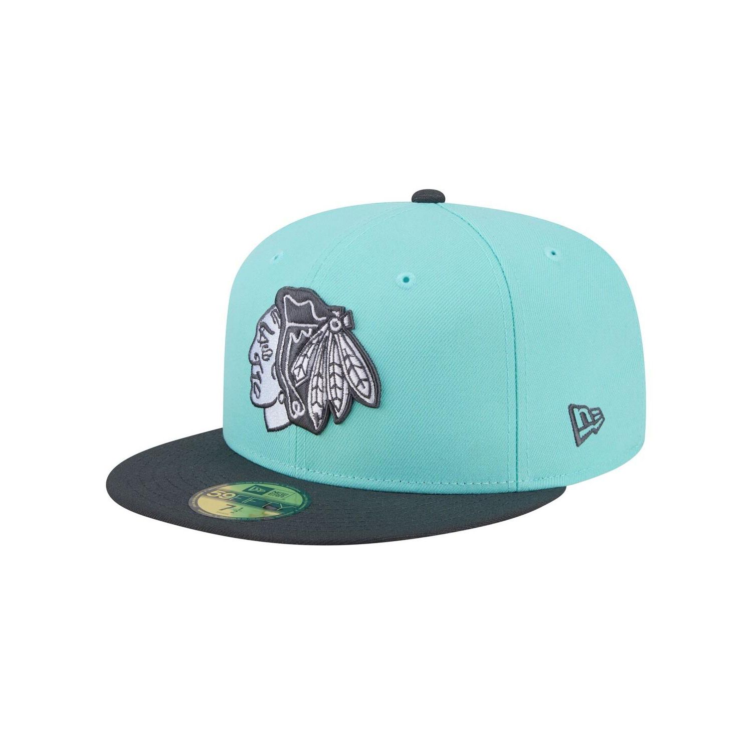 Men's Turquoise/Charcoal Chicago Blackhawks Two-Tone Color Pack 59FIFTY Fitted Hat