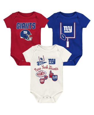 Baby Boys and Girls 3-Pack New York Giants Littlest Player Bodysuit Set