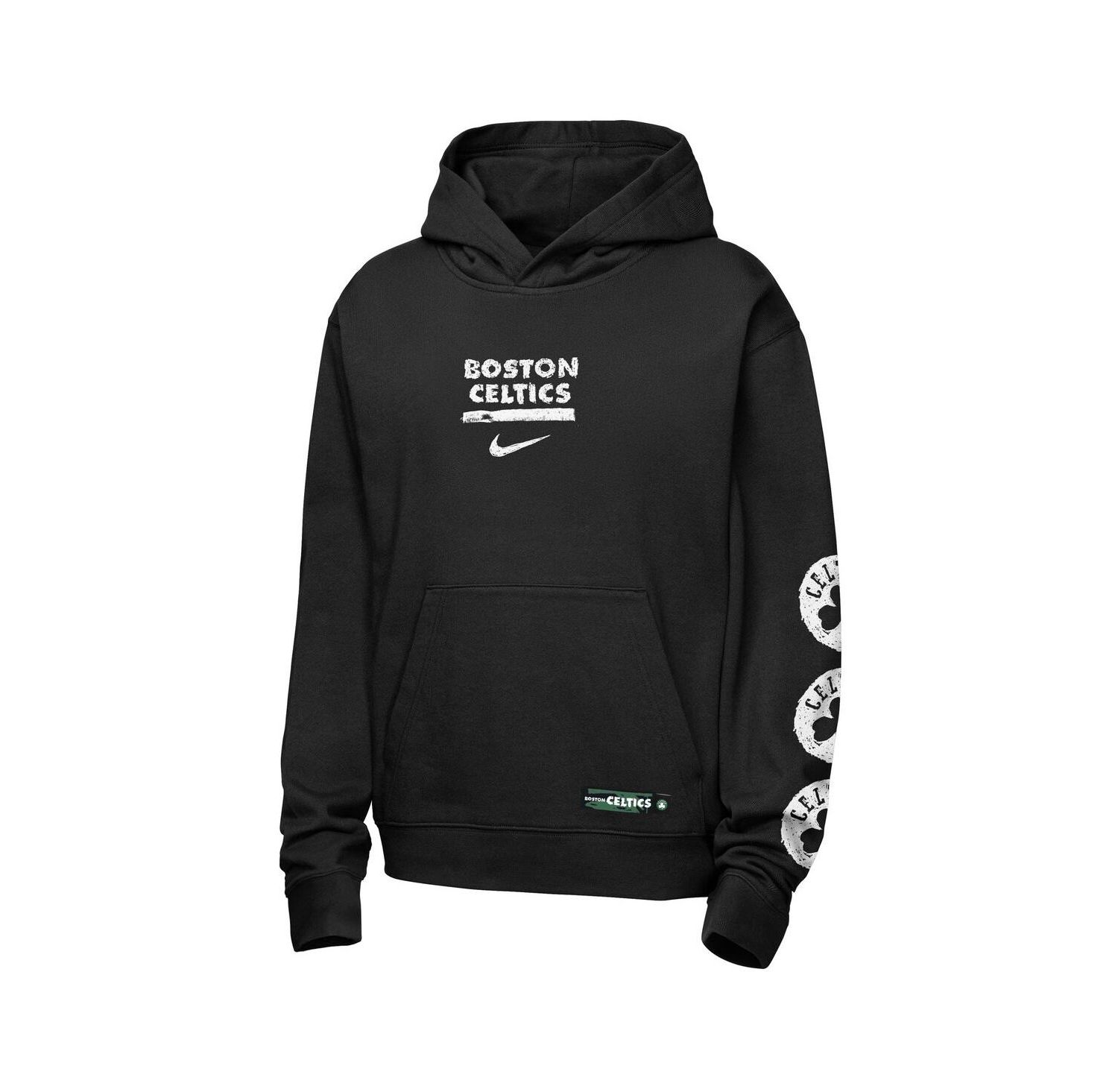 Big Boys and Girls Black Boston Celtics Courtside Club Premiere Hoodie