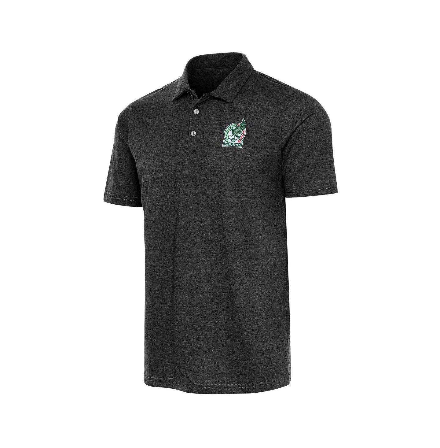Мужское поло Antigua Heather Black Mexico National Team Peak Polo Shirt — фото 1