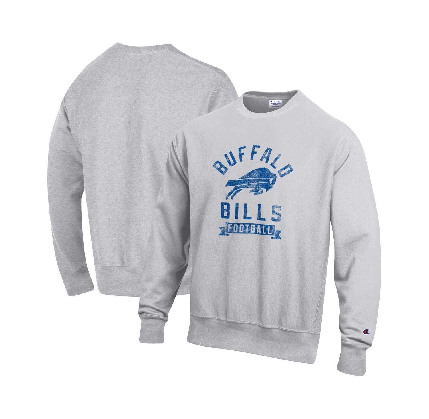 Men's Heather Gray Buffalo Bills Reverse Weave Fleece Pullover Sweatshirt