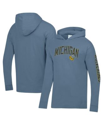 Men's Blue Michigan Wolverines Long Sleeve Hooded T-Shirt