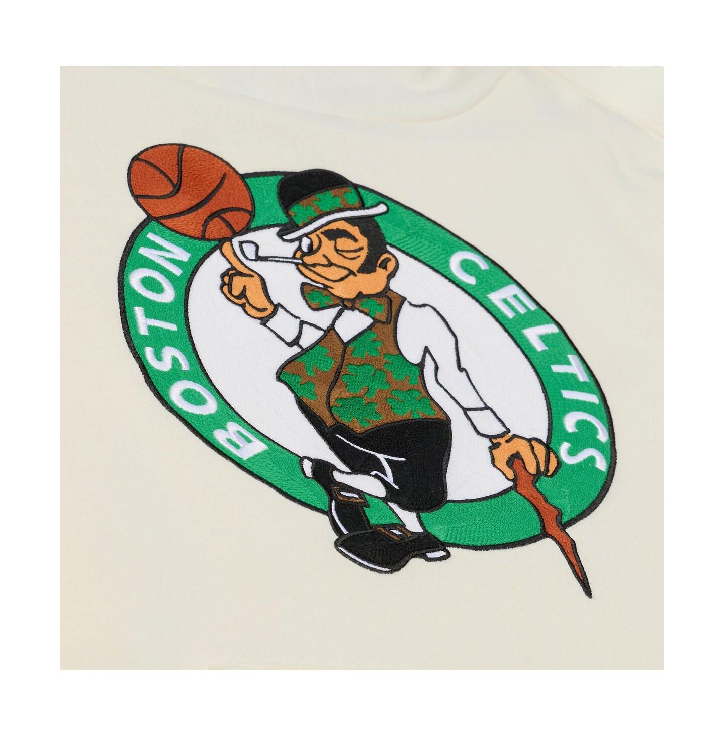 Мужское флисовое худи Mitchell & Ness Boston Celtics Hardwood Classics, Cream — фото 3