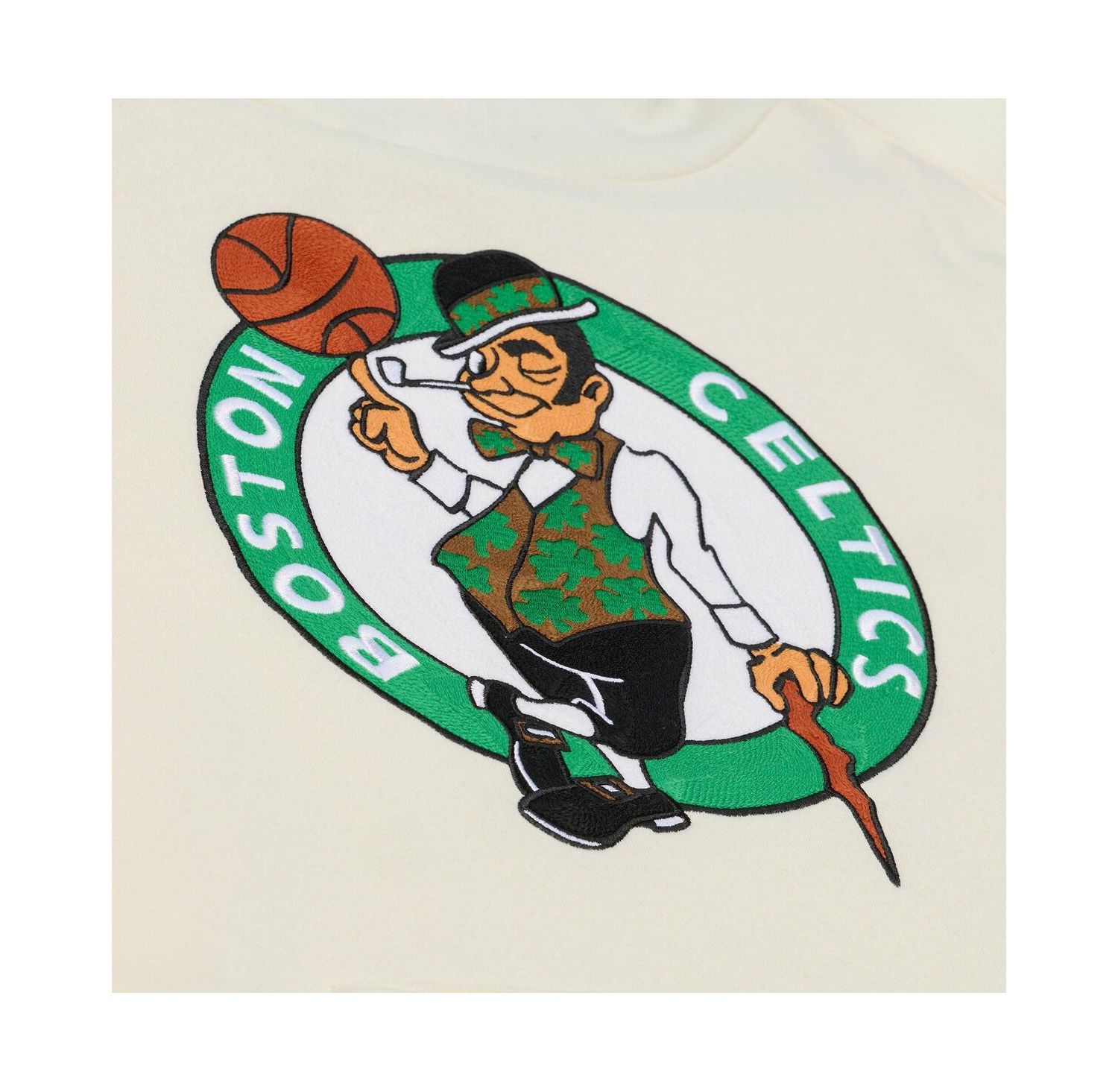 Men's Cream Boston Celtics Hardwood Classics Chainstitch Premium Fleece Hoodie