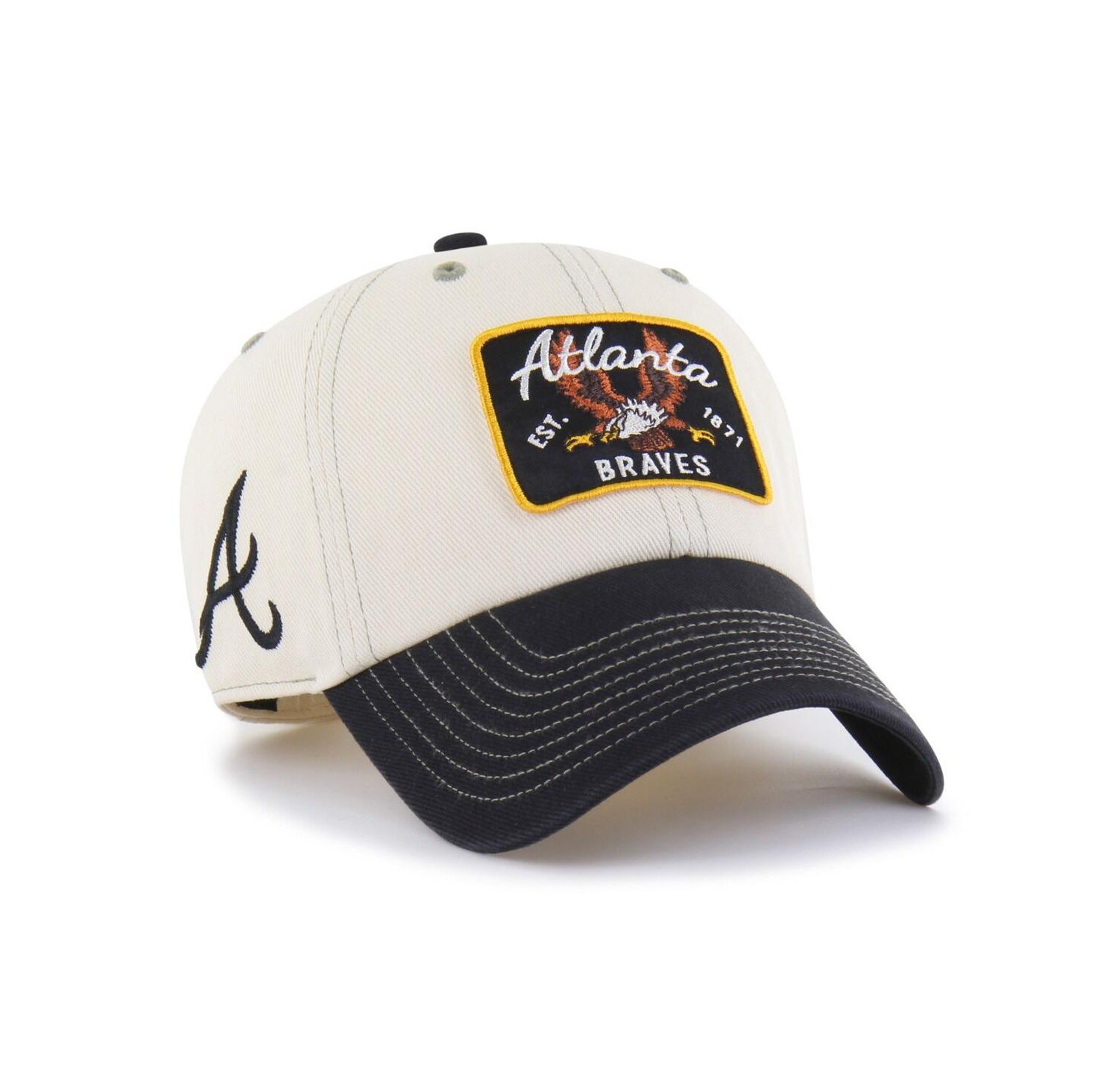 Men's Natural/Black Atlanta Braves Keepsake Collection Clean Up Adjustable Hat