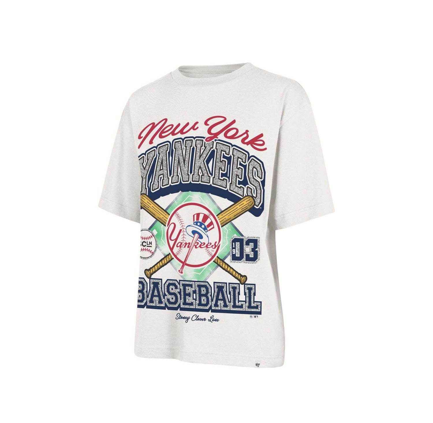 Stoney Clover Lane X Women's Sand New York Yankees Crossover Base Foundation T-Shirt