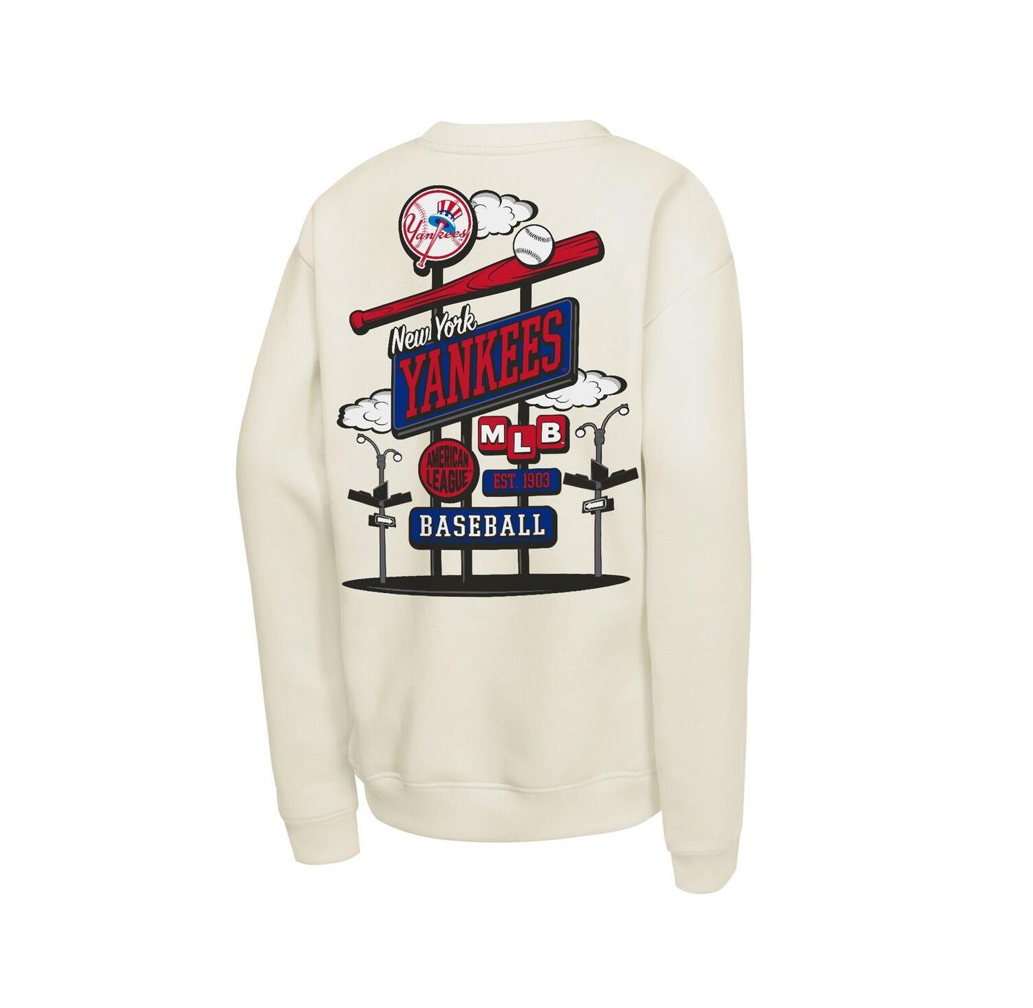Big Boys and Girls Natural New York Yankees Retro Billboard Sweatshirt