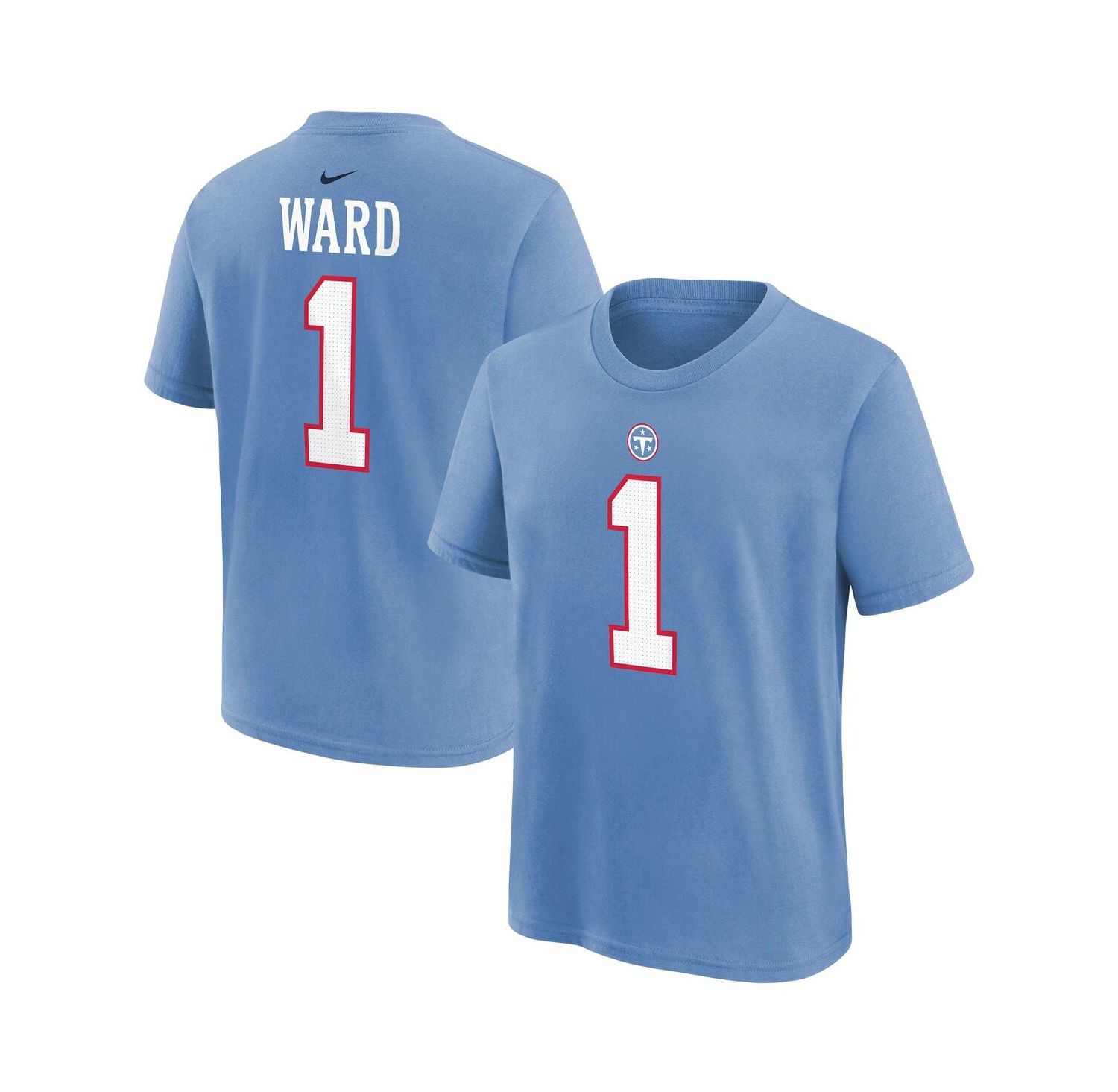 Big Boys and Girls Cameron Ward Light Blue Tennessee Titans Name & Number T-Shirt