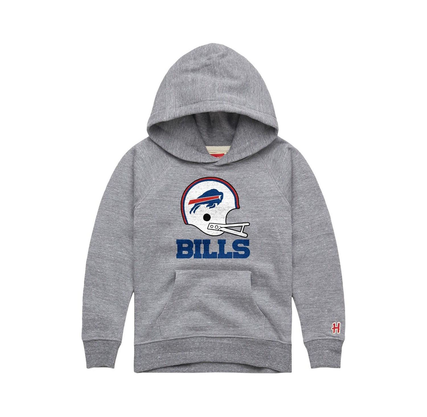 Big Boys and Girls Gray Buffalo Bills Big Helmet Tri-Blend Hoodie