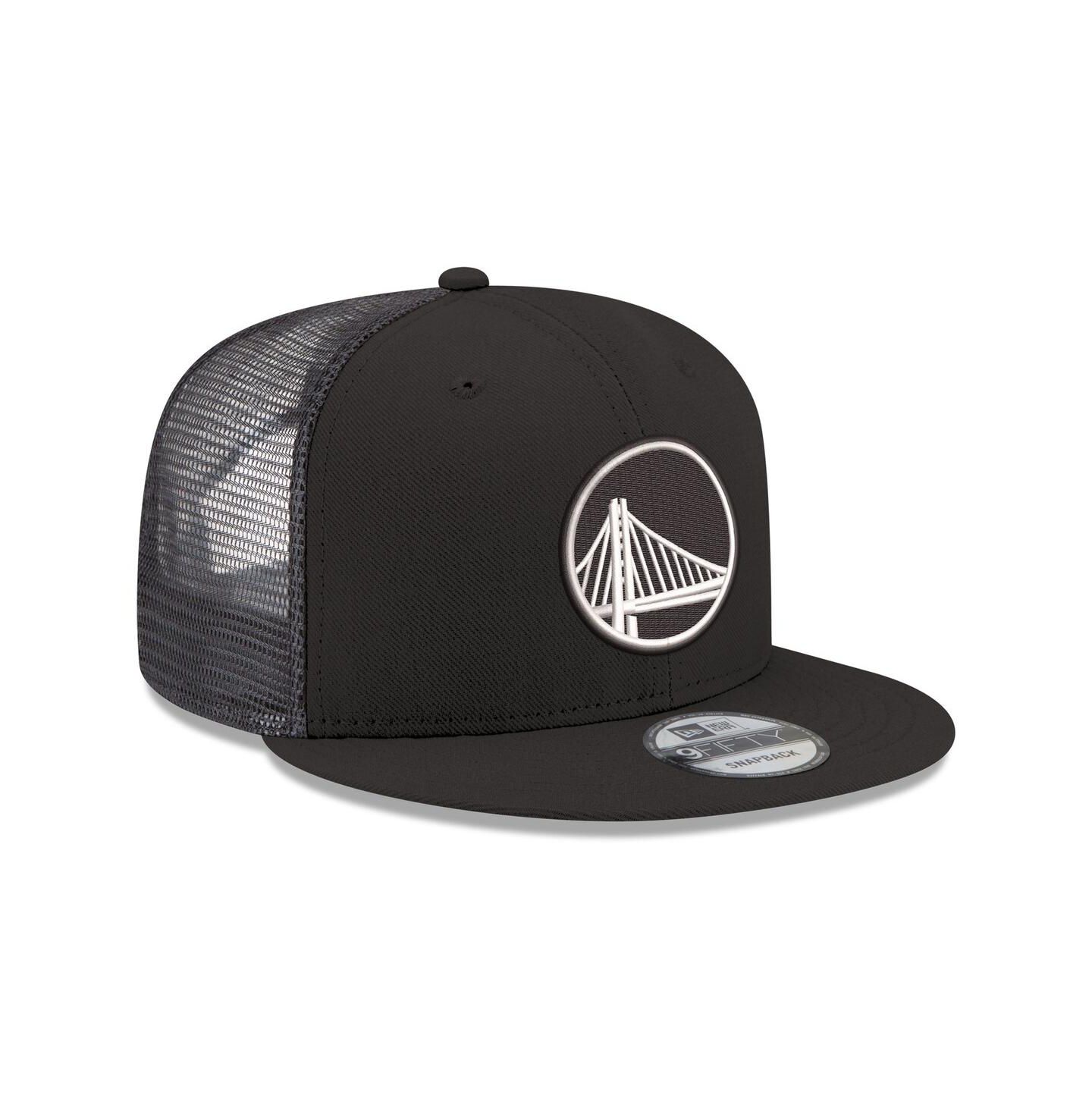 Мужская кепка New Era Black Golden State Warriors Core Logo Meshback 9FIFTY Snapback Hat — фото 3