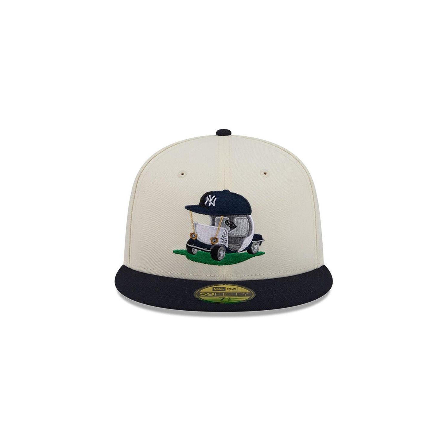 Men's Cream/Navy New York Yankees Bullpen Cart 59FIFTY Fitted Hat