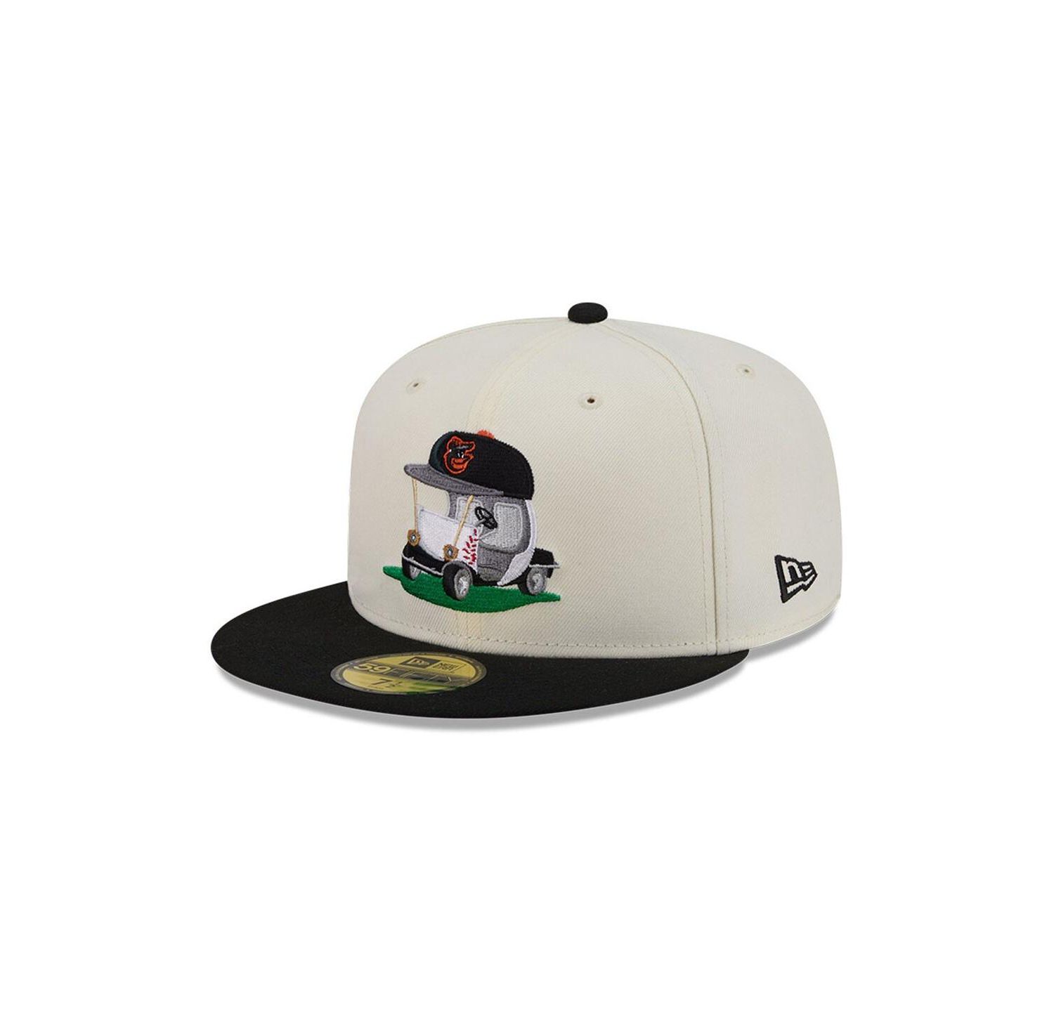 Men's Cream/Black Baltimore Orioles Bullpen Cart 59FIFTY Fitted Hat
