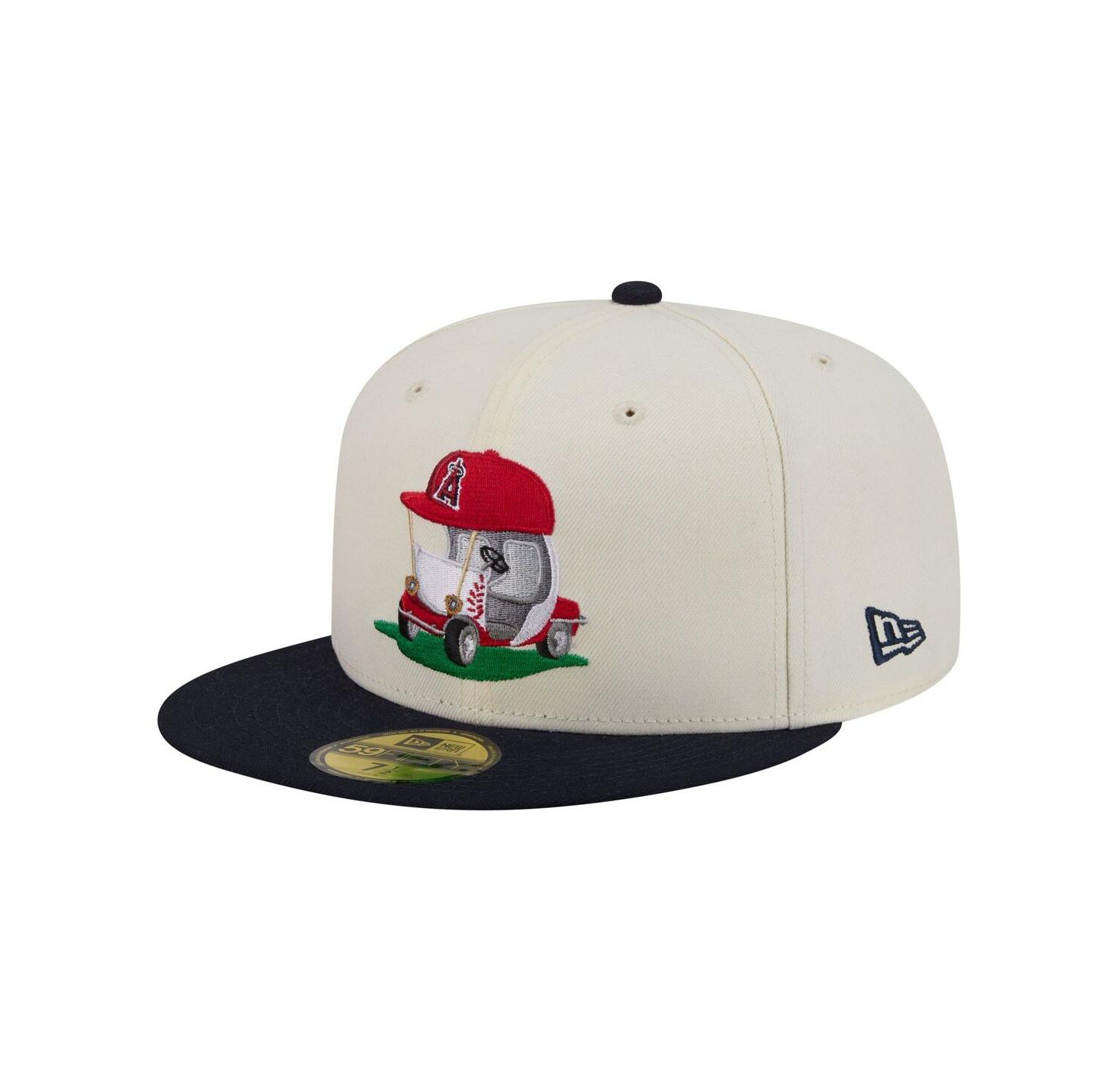Men's Cream/Navy Los Angeles Angels Bullpen Cart 59FIFTY Fitted Hat