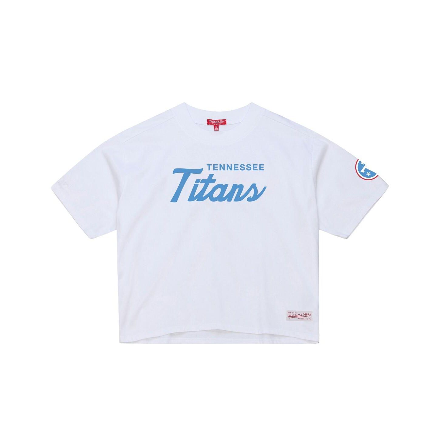 Женская футболка Mitchell & Ness White Tennessee Titans Head Coach Cropped — фото 2