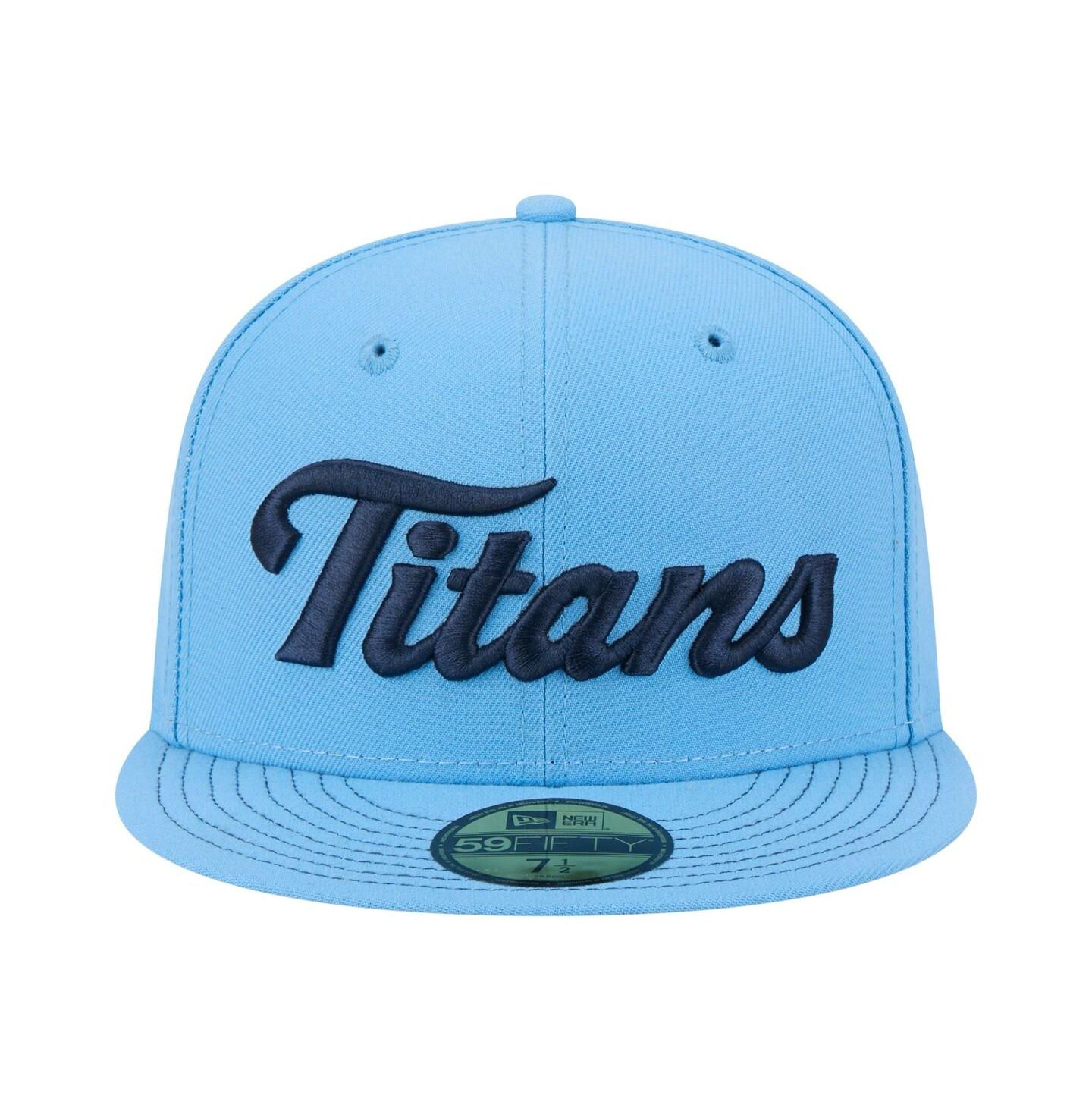 Мужская кепка New Era Light Blue Tennessee Titans Script 59FIFTY Fitted Hat — фото 2