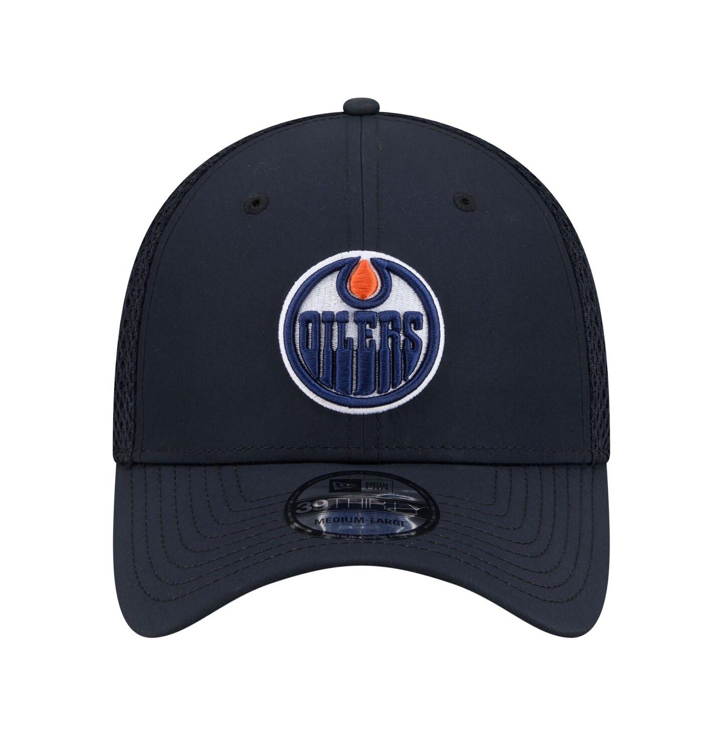 Мужская кепка New Era Navy Edmonton Oilers Logo 39THIRTY Flex Hat — фото 2