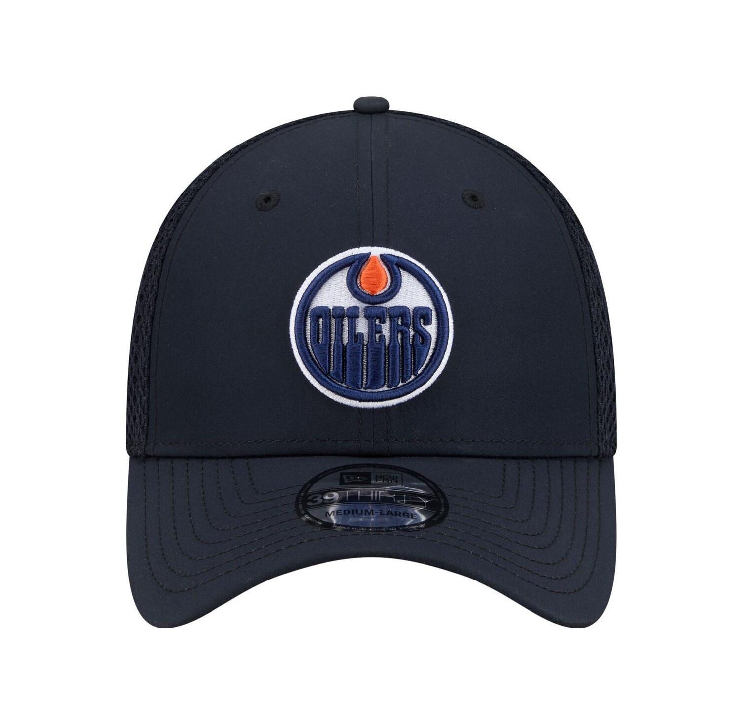 Men's Navy Edmonton Oilers Logo 39THIRTY Flex Hat