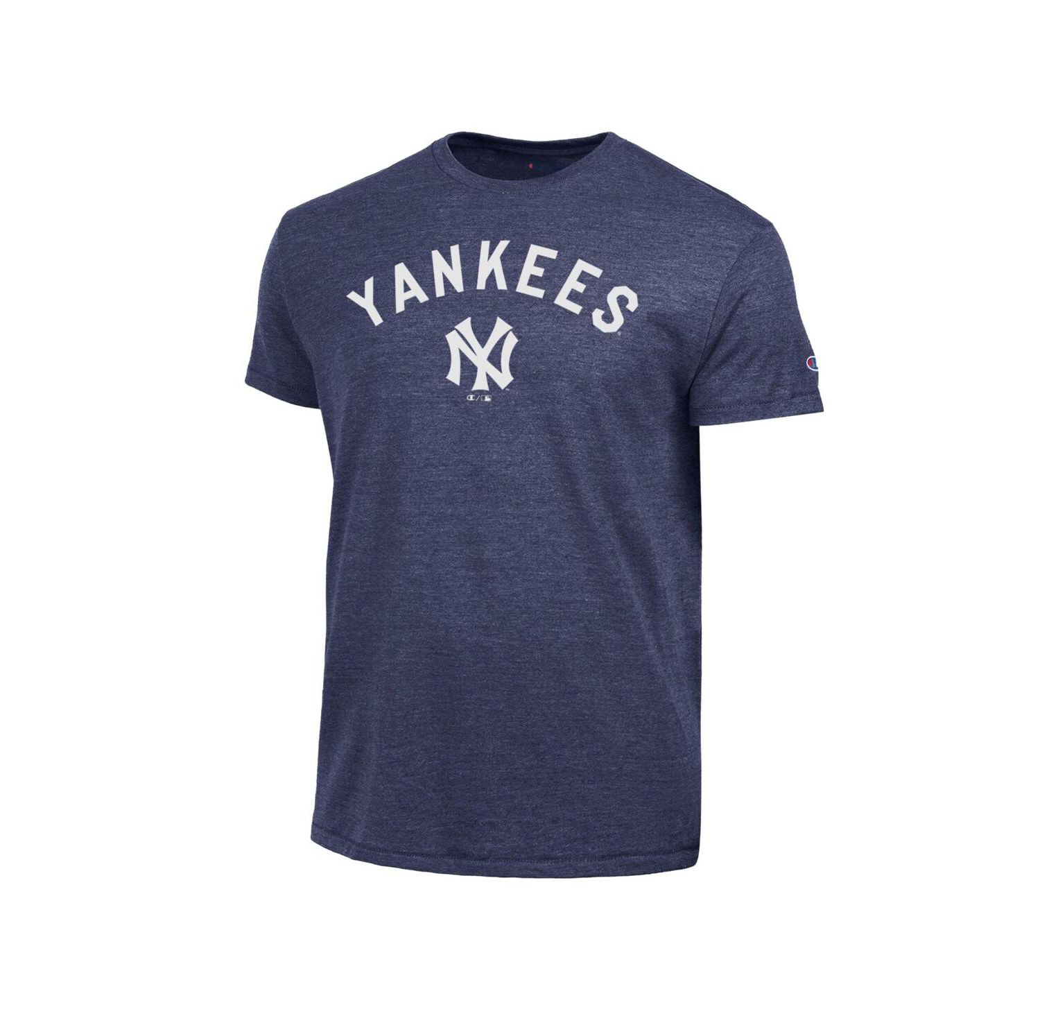 Men's Navy New York Yankees Cooperstown Wordmark Lockup Tri-Blend T-Shirt