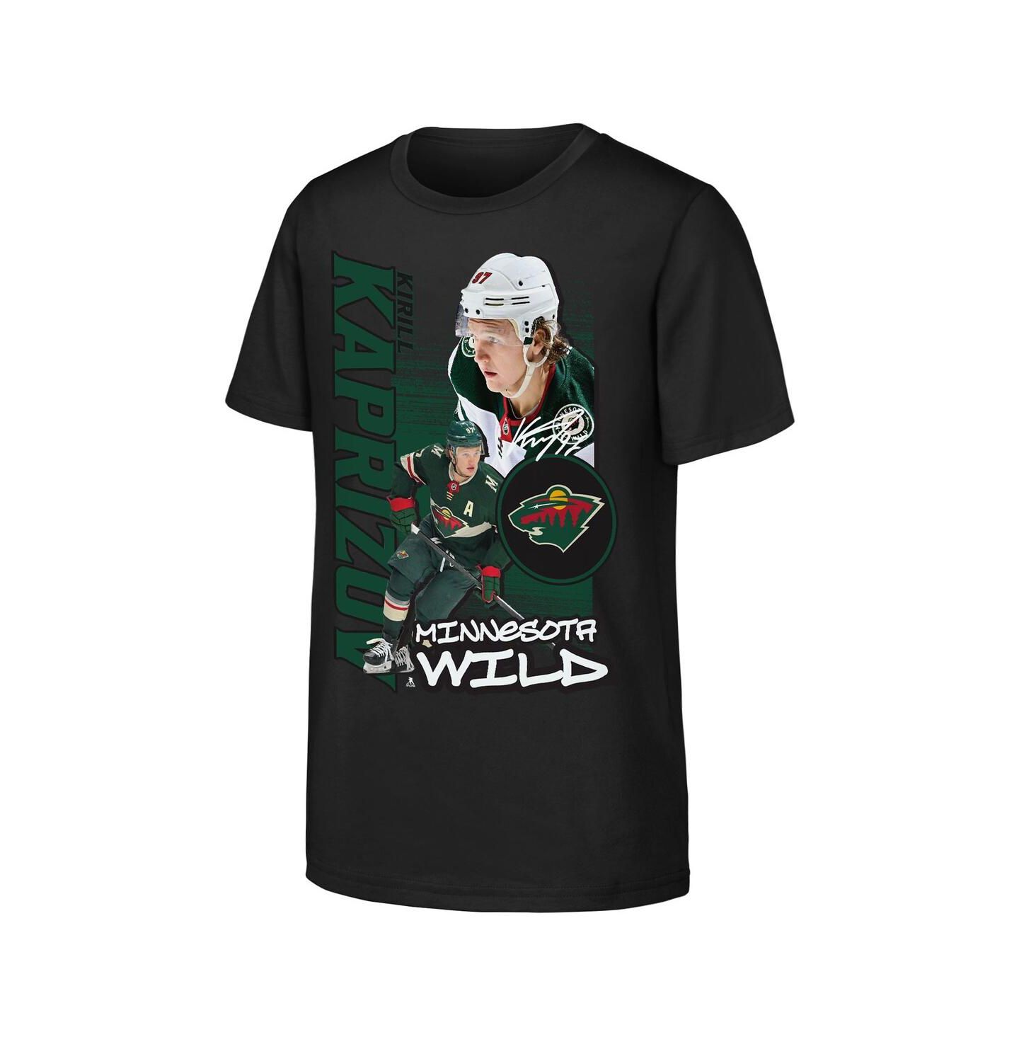 Детская футболка Outerstuff Kirill Kaprizov Black Minnesota Wild Playmaker — фото 1