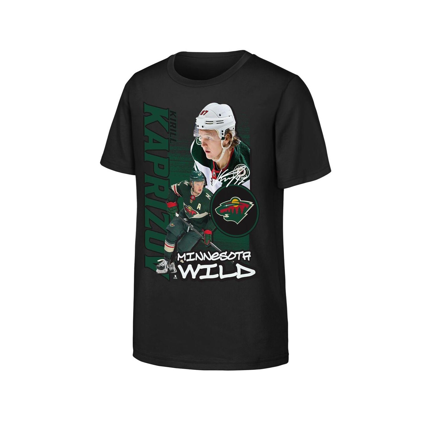 Big Boys and Girls Kirill Kaprizov Black Minnesota Wild Playmaker T-Shirt