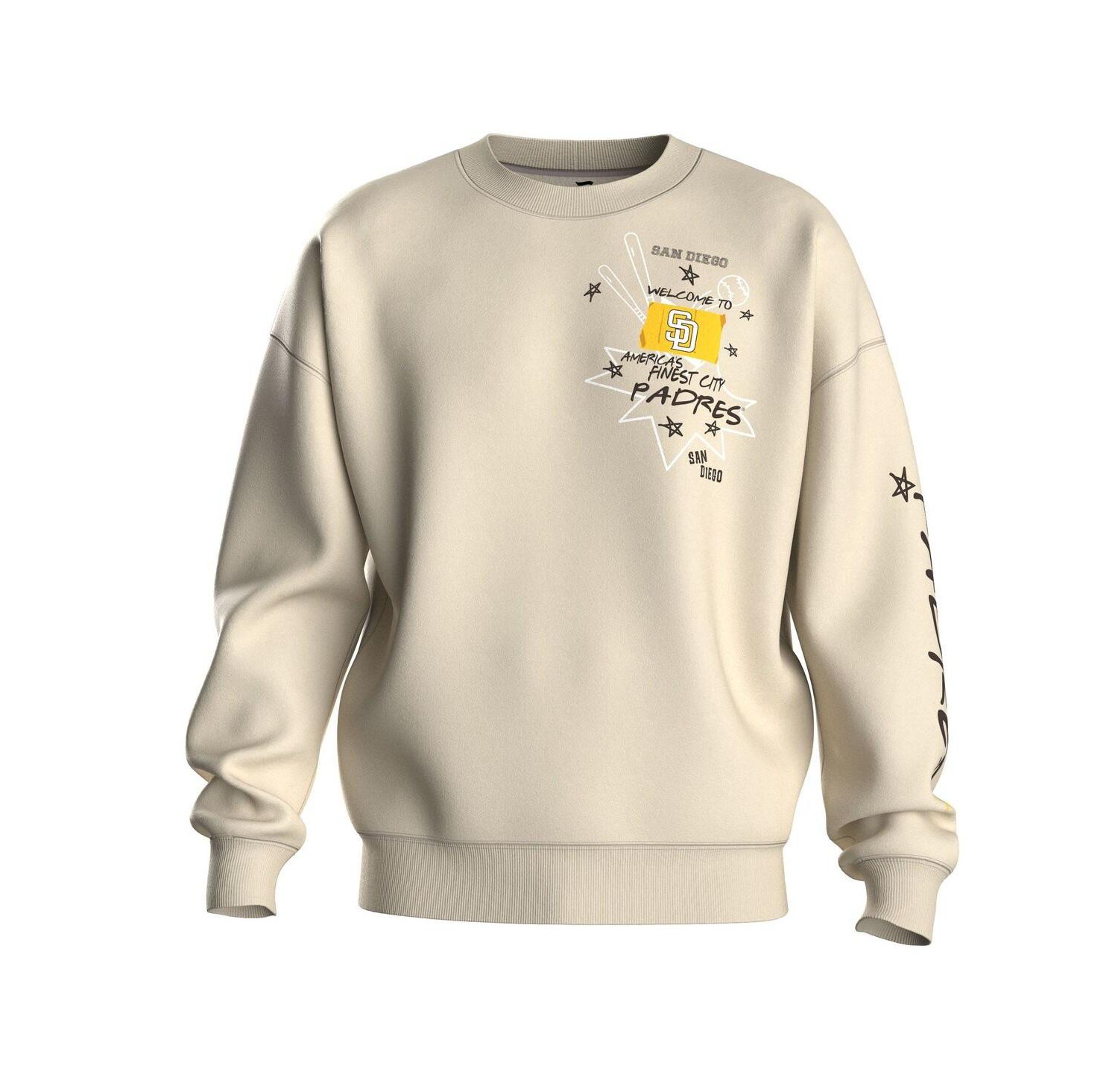 Women's Beige San Diego Padres Graffiti Fleece Sweatshirt