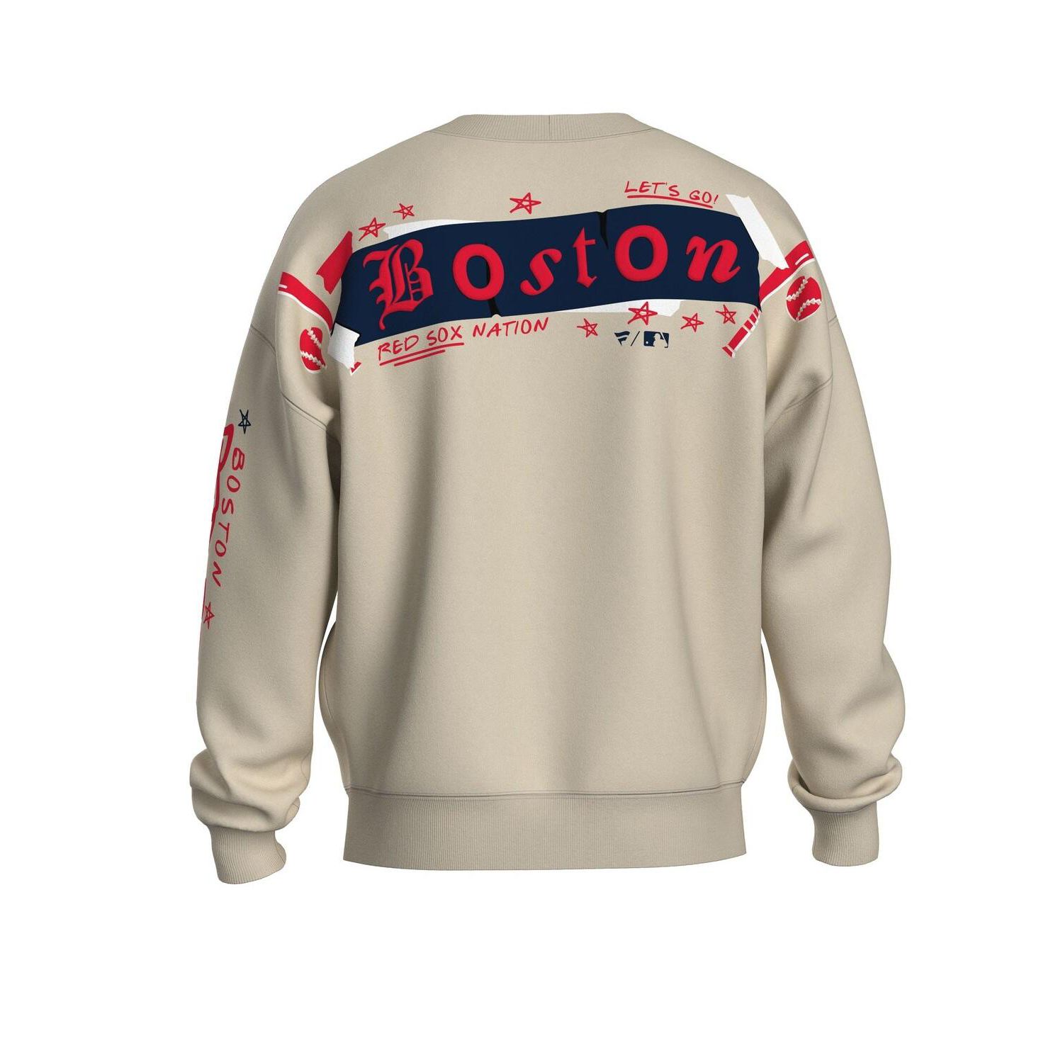 Women's Beige Boston Red Sox Graffiti Fleece Sweatshirt