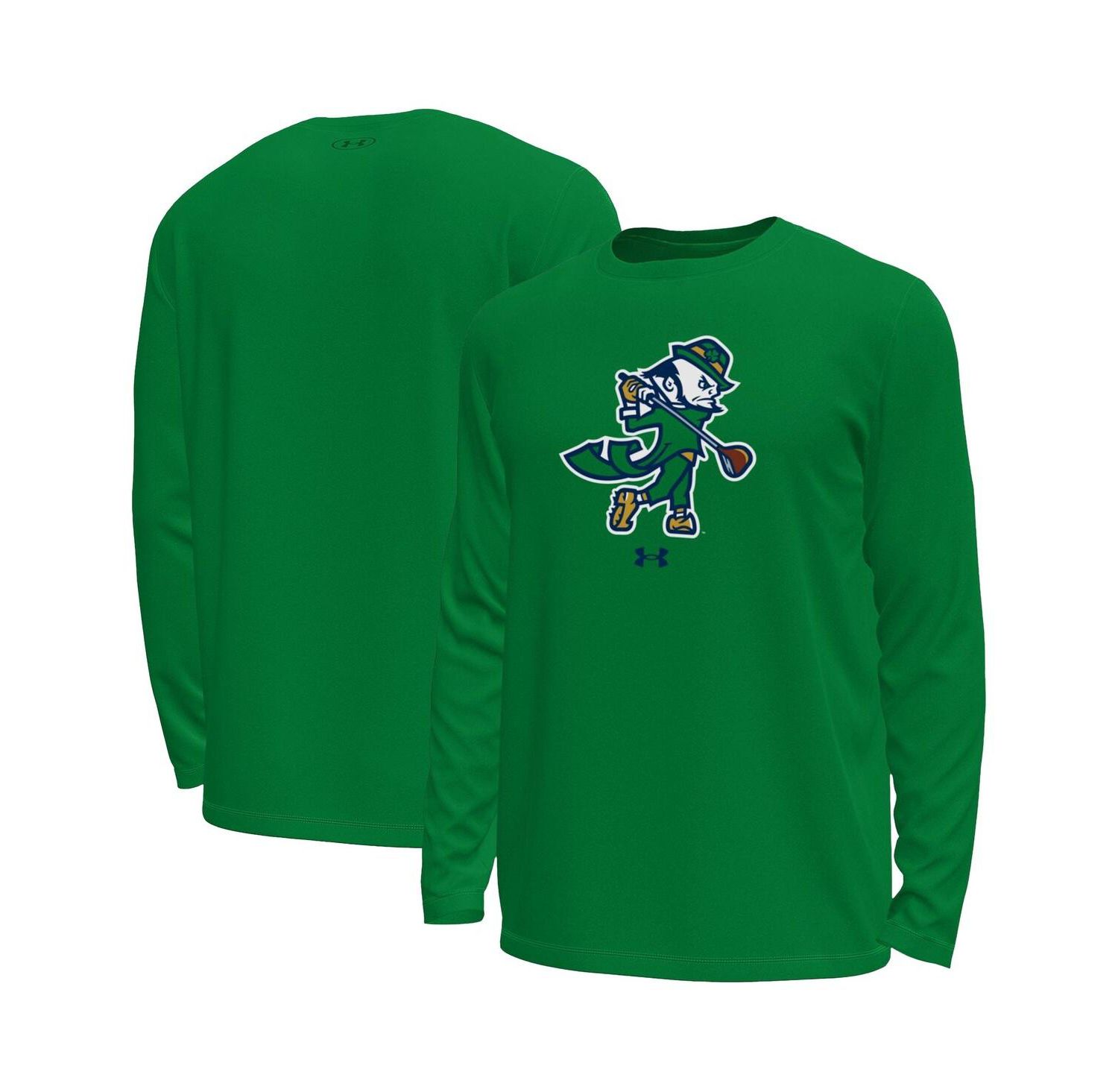 Men's Kelly Green Notre Dame Fighting Irish Golf Leprechaun Tech Stretch Long Sleeve T-Shirt
