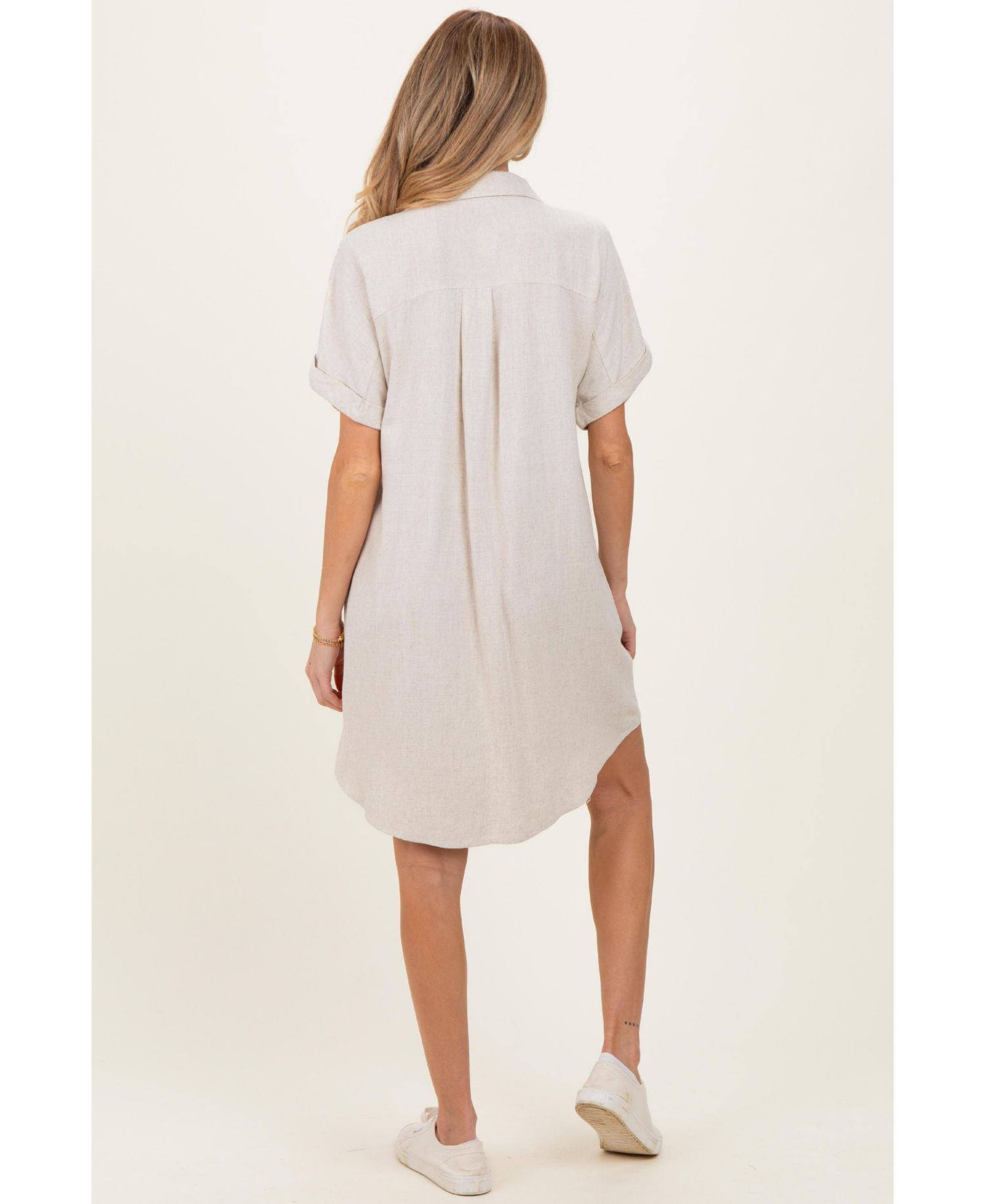 Women's Sage Dolman Sleeve Linen Shirt Dress