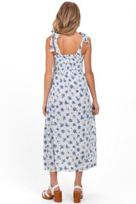 Pinkblush Maternity Ivory Smocked Bodice Tie Straps Floral Print Maxi Dress  - Macy's