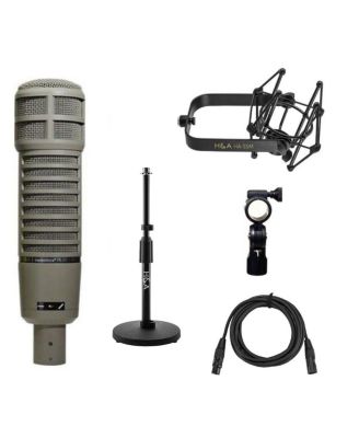 RE20 Variable-D Dynamic Cardioid Microphone, + Telescoping Tabletop Microphone Stand + HandA Microphone Suspension Shockmount + 25' XLR