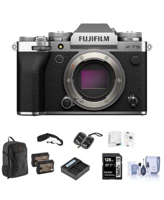X-T5 Mirrorless Camera, 128GB SD Card, Backpack, 2x Battery, Charger, Screen Protector, Camera Strap, SD Card Case