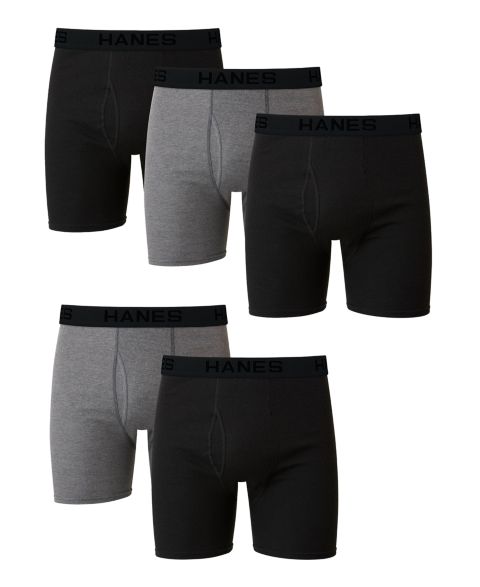 Трусы-боксеры Ultimate для мужчин, 5 шт. — Hanes, цвет: Серый / Чёрный